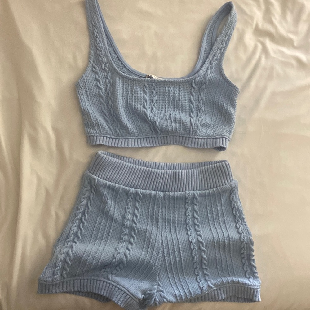 Blue knit Zara set
